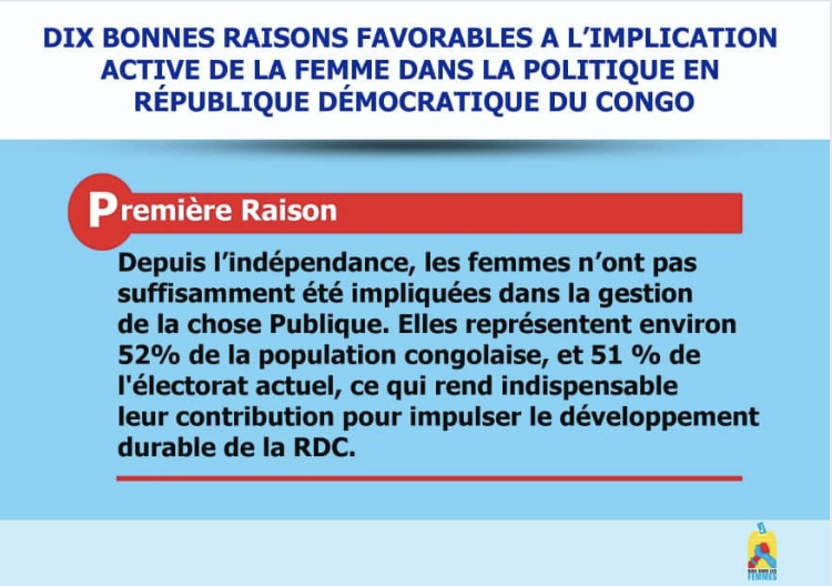 Dix bonnes raisons en faveur de l’implication active de la  femme dans la politique en République Démocratique du Congo